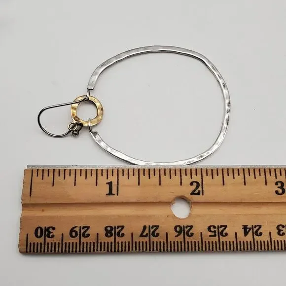 Silpada Hoop Dynamic Duo Drop Earrings Sterling Silvr & Brass W3148 - Picture 3 of 5